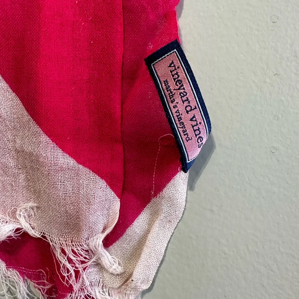 Vineyard Vines Pink & White Chevron Print Scarf